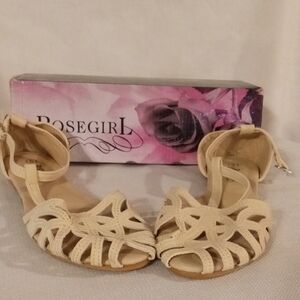 Women's  beige flat caged sandals